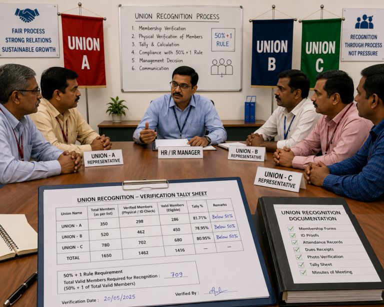 HR verifying union membership records for recognition under new labour code